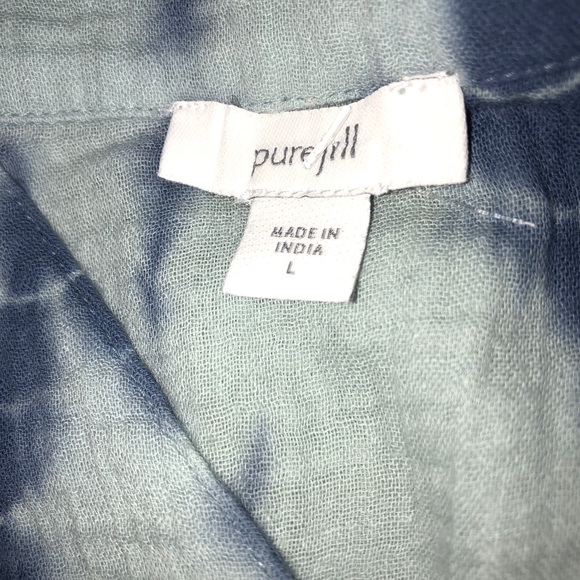 Sz L J. Jill Light Blue Tie-Dye Tunic Shirt Boho - Picture 11 of 16